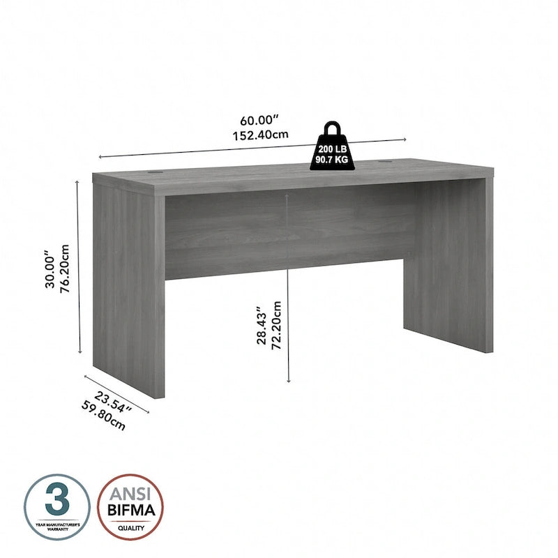 Bureau crédence 60", Stratifié thermofusionné, Compatible forme L/U, ANSI/BIFMA, 5 couleurs, Garantie 3 ans