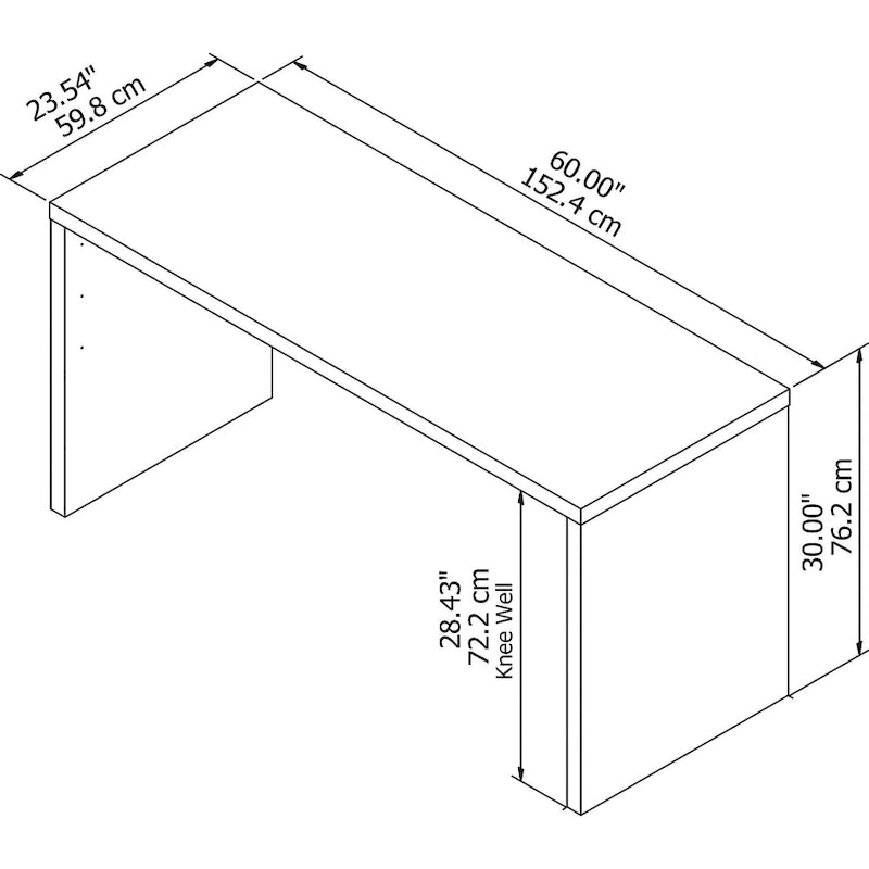Bureau crédence 60", Stratifié thermofusionné, Compatible forme L/U, ANSI/BIFMA, 5 couleurs, Garantie 3 ans