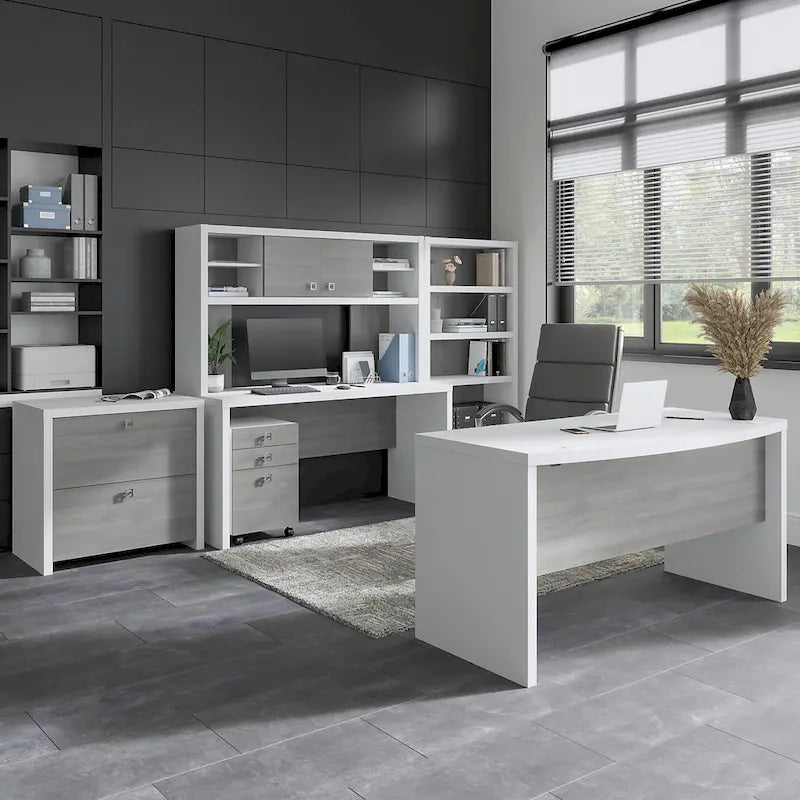 Bureau crédence 60", Stratifié thermofusionné, Compatible forme L/U, ANSI/BIFMA, 5 couleurs, Garantie 3 ans