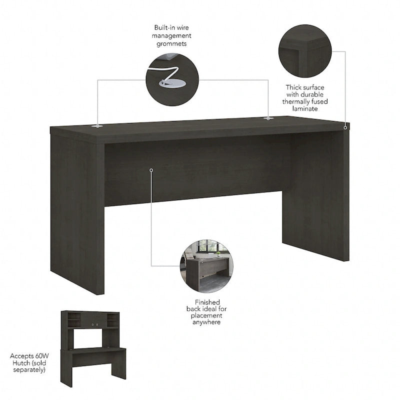 Bureau crédence 60", Stratifié thermofusionné, Compatible forme L/U, ANSI/BIFMA, 5 couleurs, Garantie 3 ans