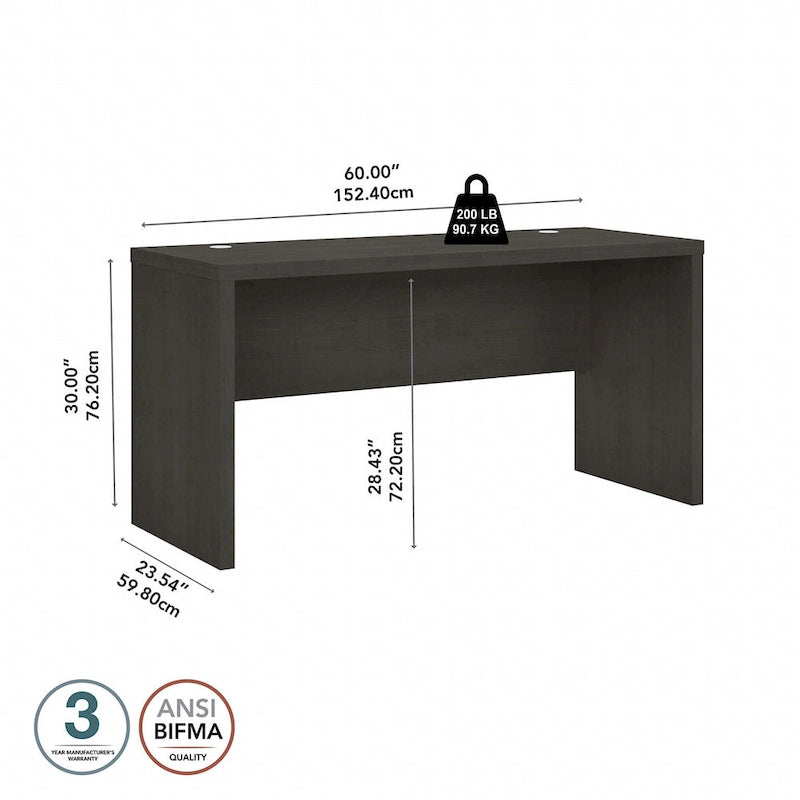 Bureau crédence 60", Stratifié thermofusionné, Compatible forme L/U, ANSI/BIFMA, 5 couleurs, Garantie 3 ans