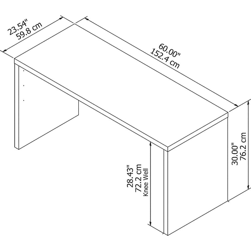 Bureau crédence 60", Stratifié thermofusionné, Compatible forme L/U, ANSI/BIFMA, 5 couleurs, Garantie 3 ans