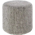 Pouf tricoté Ottoman Laine et Polyester Rembourrage en polystyrène Repose-pieds texturé moderne Accent de salon Gris clair Ivoire