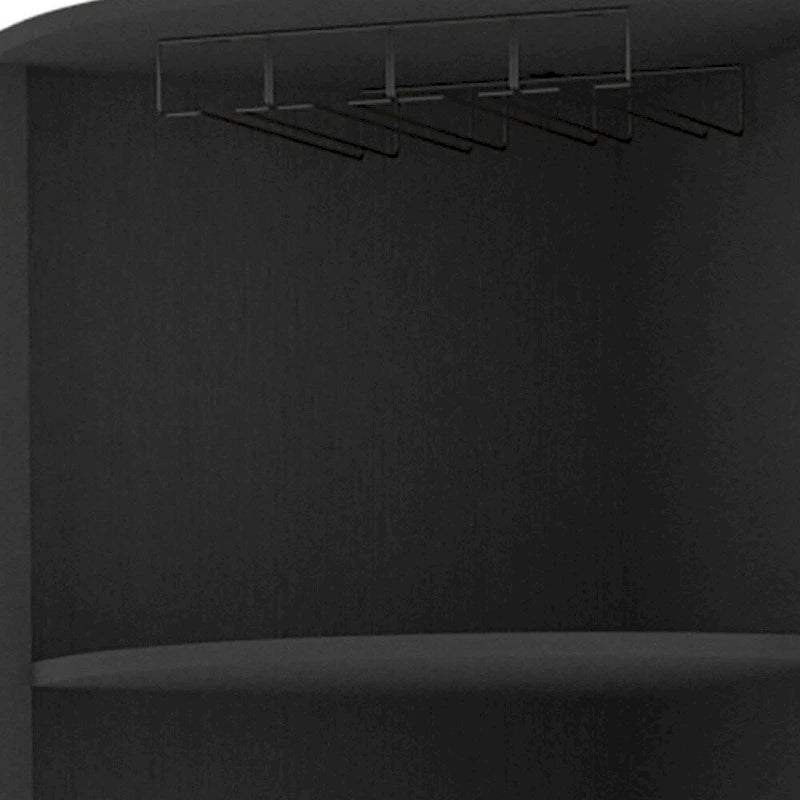 Meuble d'angle de bar, bois massif, noir, 180,6 cm H, rangement pour 8 bouteilles de vin, étagères ouvertes, peu encombrant