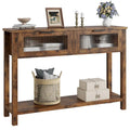 Console de ferme, 2 tiroirs et étagère à 2 niveaux, bois MDF, 43,3 po de largeur, entrée/canapé/couloir, marron/naturel/noir