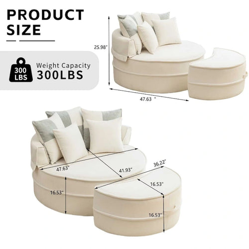 Canapé 3 places en velours avec pouf et 5 oreillers, coussin en éponge à mémoire de forme, entièrement assemblé, canapé de salon moderne, beige, vert, gris