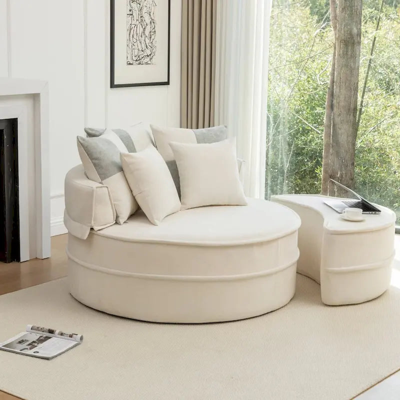 Canapé 3 places en velours avec pouf et 5 oreillers, coussin en éponge à mémoire de forme, entièrement assemblé, canapé de salon moderne, beige, vert, gris