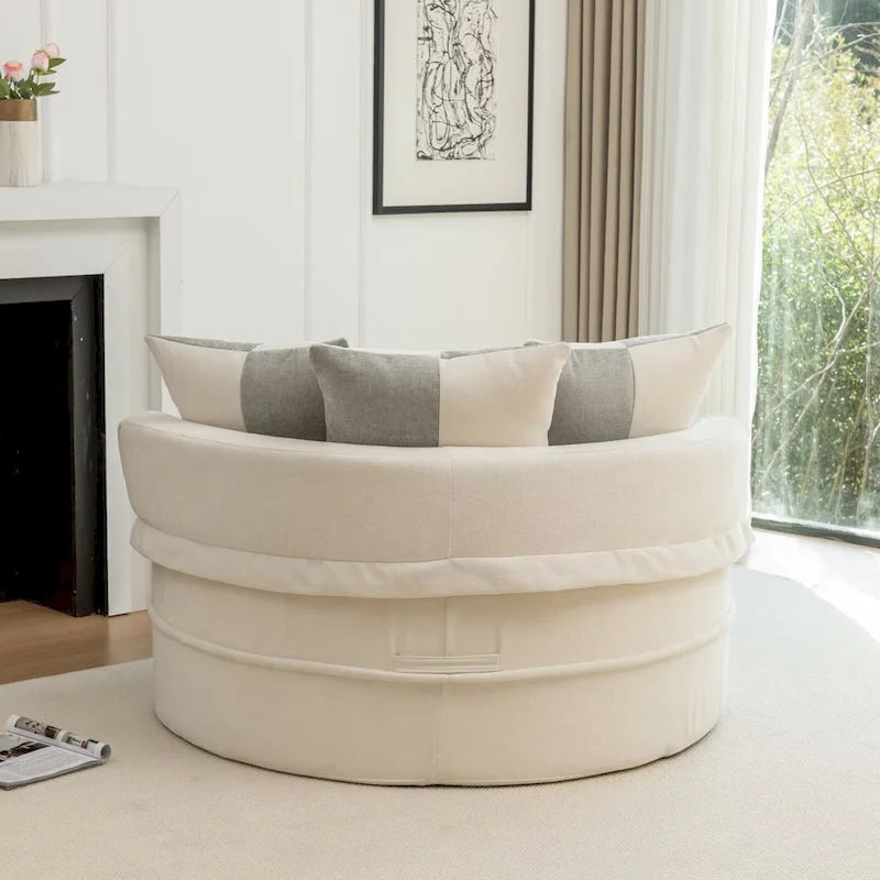 Canapé 3 places en velours avec pouf et 5 oreillers, coussin en éponge à mémoire de forme, entièrement assemblé, canapé de salon moderne, beige, vert, gris