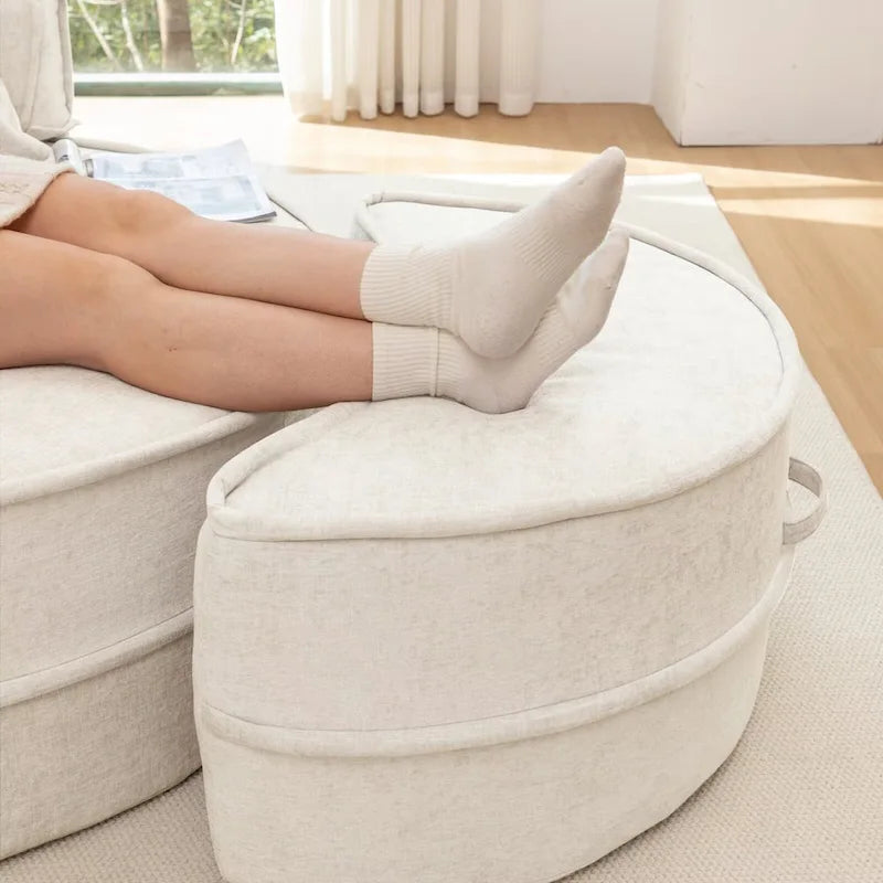 Canapé 3 places en velours avec pouf et 5 oreillers, coussin en éponge à mémoire de forme, entièrement assemblé, canapé de salon moderne, beige, vert, gris
