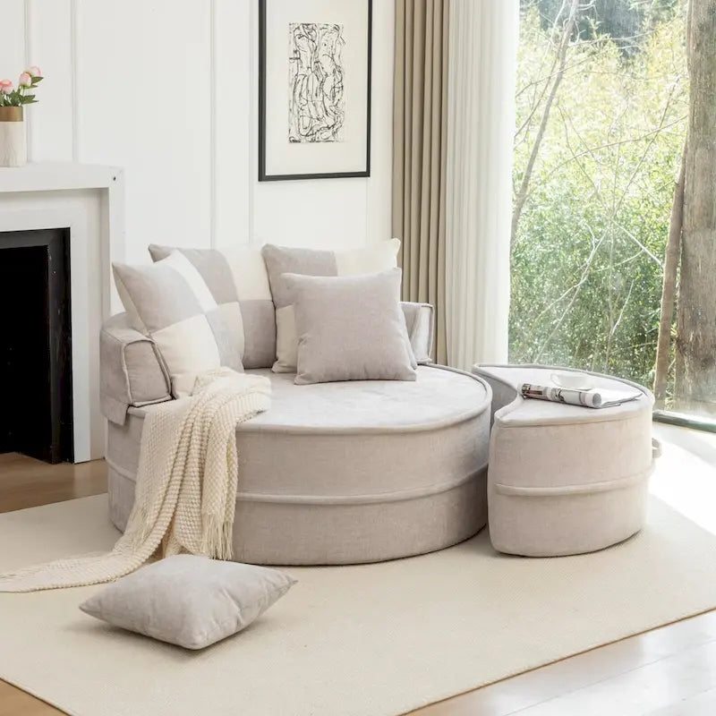 Canapé 3 places en velours avec pouf et 5 oreillers, coussin en éponge à mémoire de forme, entièrement assemblé, canapé de salon moderne, beige, vert, gris