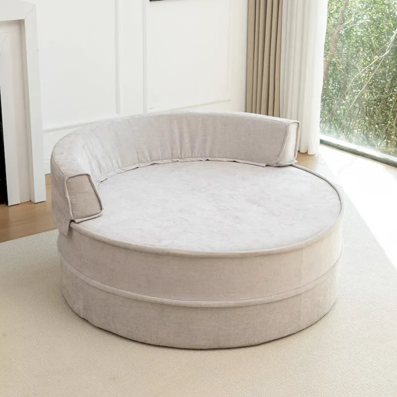 Canapé 3 places en velours avec pouf et 5 oreillers, coussin en éponge à mémoire de forme, entièrement assemblé, canapé de salon moderne, beige, vert, gris