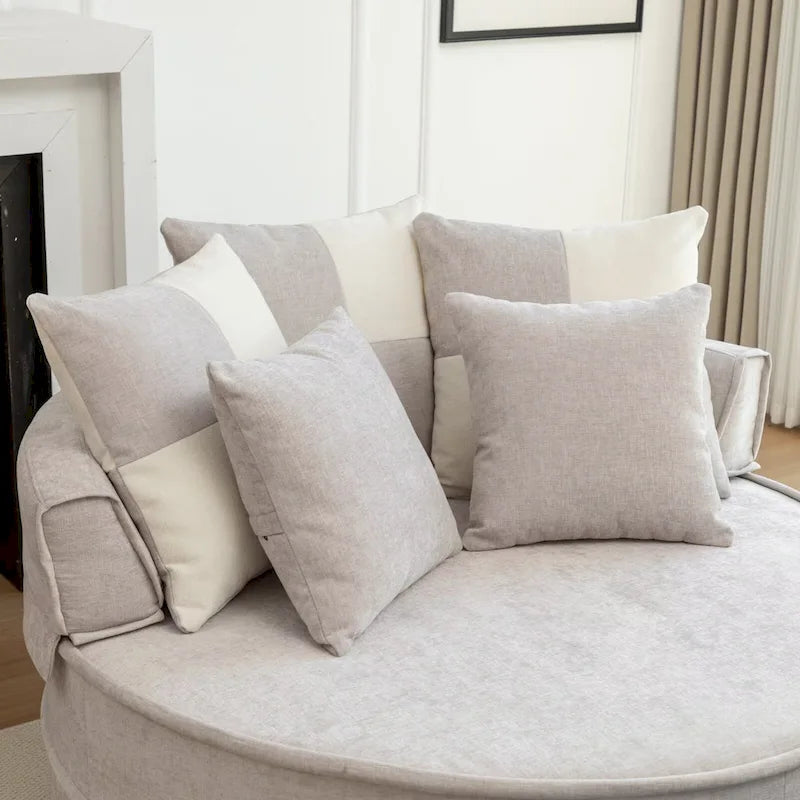 Canapé 3 places en velours avec pouf et 5 oreillers, coussin en éponge à mémoire de forme, entièrement assemblé, canapé de salon moderne, beige, vert, gris