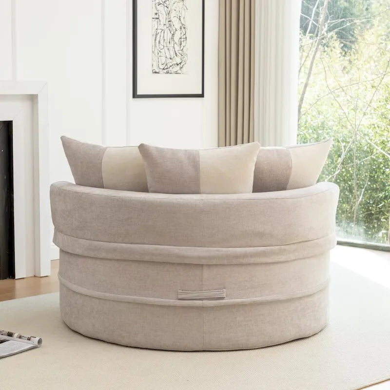 Canapé 3 places en velours avec pouf et 5 oreillers, coussin en éponge à mémoire de forme, entièrement assemblé, canapé de salon moderne, beige, vert, gris