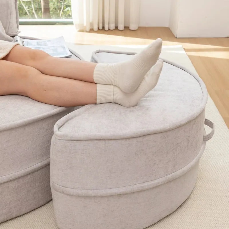 Canapé 3 places en velours avec pouf et 5 oreillers, coussin en éponge à mémoire de forme, entièrement assemblé, canapé de salon moderne, beige, vert, gris