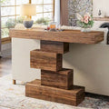 Console rustique de 108 cm pour canapé, table d'appoint, base géométrique, mélaminé étanche, panneaux de particules E1, 45 kg, entrée/couloir, marron rustique