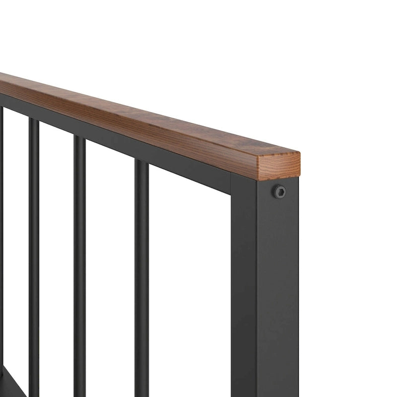Cadre de lit plateforme en métal avec tête et pied de lit, pas besoin de sommier tapissier, capacité de 300 kg, style moderne, noir, Full/Queen