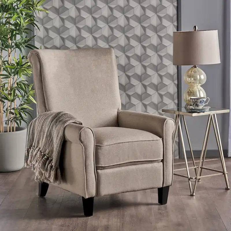 Fauteuil inclinable traditionnel en tissu 100% polyester Pieds en bois de bouleau Design peu encombrant 69,9 cm L Gris anthracite Bleu marine Blé