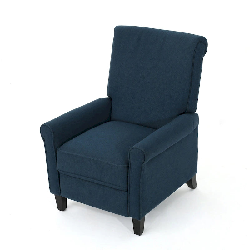 Fauteuil inclinable traditionnel en tissu 100% polyester Pieds en bois de bouleau Design peu encombrant 69,9 cm L Gris anthracite Bleu marine Blé