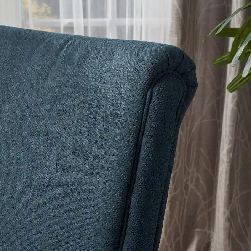 Fauteuil inclinable traditionnel en tissu 100% polyester Pieds en bois de bouleau Design peu encombrant 69,9 cm L Gris anthracite Bleu marine Blé