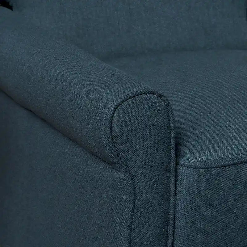 Fauteuil inclinable traditionnel en tissu 100% polyester Pieds en bois de bouleau Design peu encombrant 69,9 cm L Gris anthracite Bleu marine Blé