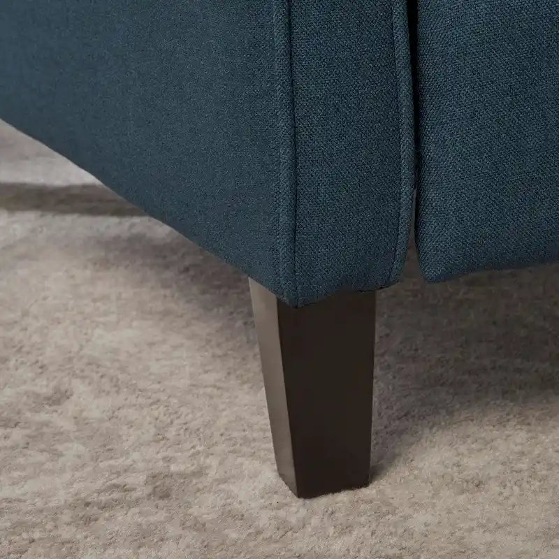 Fauteuil inclinable traditionnel en tissu 100% polyester Pieds en bois de bouleau Design peu encombrant 69,9 cm L Gris anthracite Bleu marine Blé