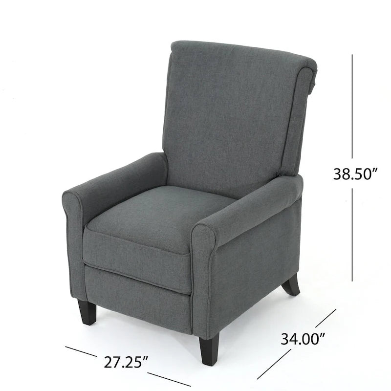 Fauteuil inclinable traditionnel en tissu 100% polyester Pieds en bois de bouleau Design peu encombrant 69,9 cm L Gris anthracite Bleu marine Blé