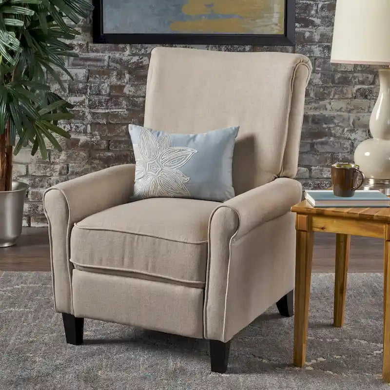 Fauteuil inclinable traditionnel en tissu 100% polyester Pieds en bois de bouleau Design peu encombrant 69,9 cm L Gris anthracite Bleu marine Blé