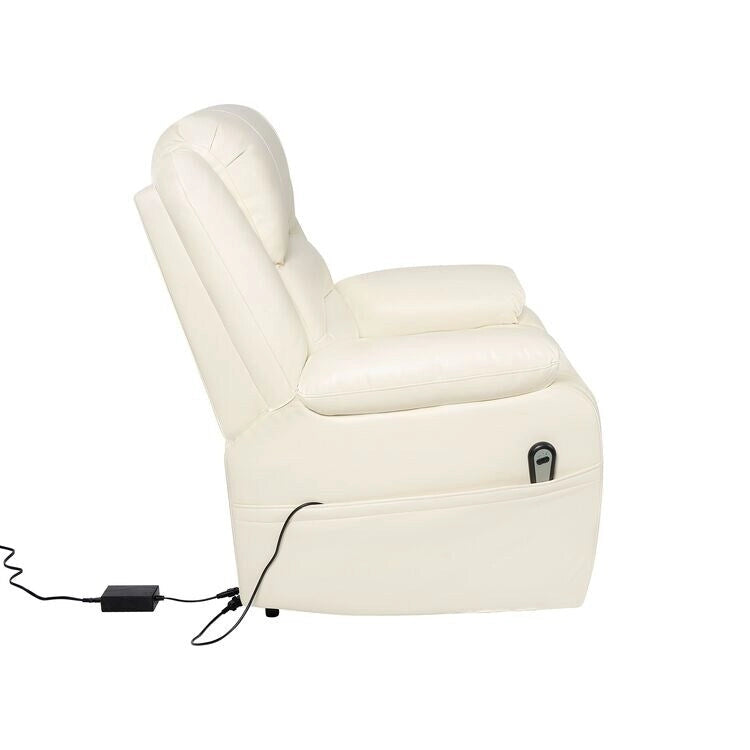 Fauteuil inclinable électrique releveur pour personnes âgées en similicuir à 3 positions avec dossier fendu réglable, coloris gris, crème, noir et caramel
