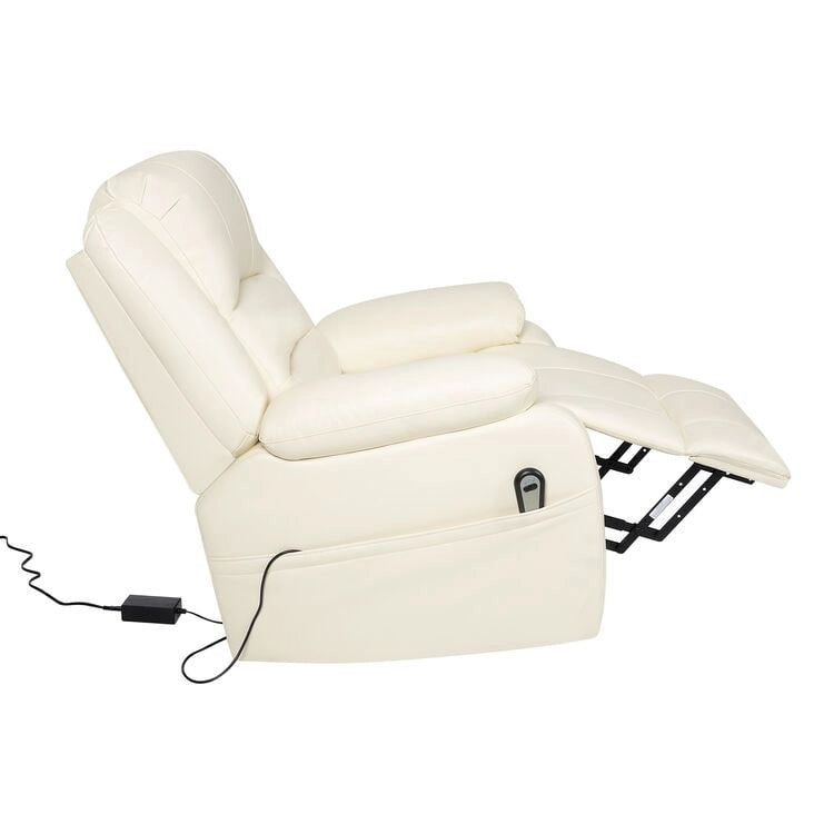 Fauteuil inclinable électrique releveur pour personnes âgées en similicuir à 3 positions avec dossier fendu réglable, coloris gris, crème, noir et caramel
