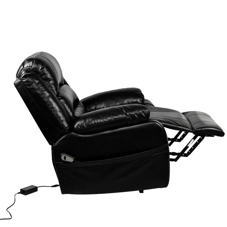 Fauteuil inclinable électrique releveur pour personnes âgées en similicuir à 3 positions avec dossier fendu réglable, coloris gris, crème, noir et caramel