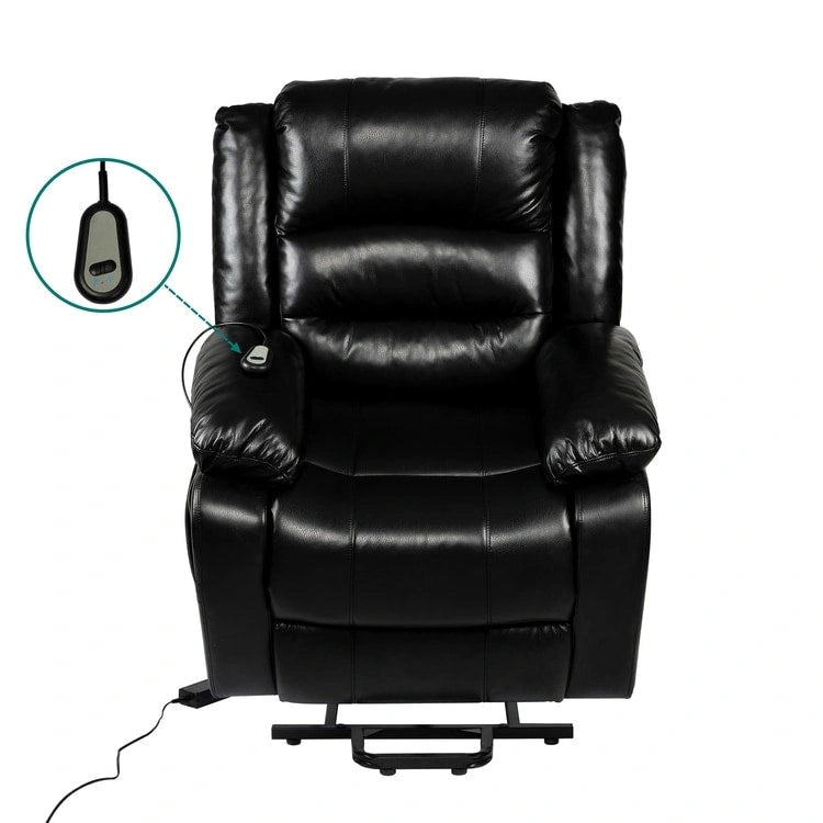 Fauteuil inclinable électrique releveur pour personnes âgées en similicuir à 3 positions avec dossier fendu réglable, coloris gris, crème, noir et caramel