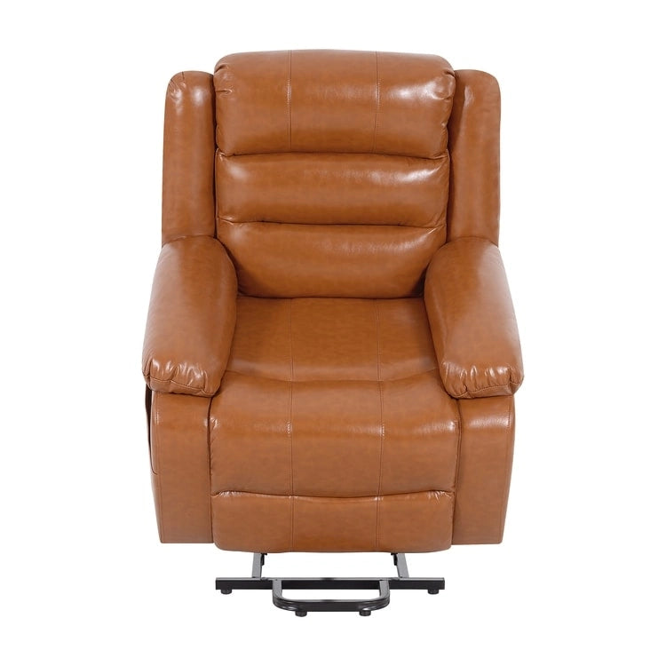 Fauteuil inclinable électrique releveur pour personnes âgées en similicuir à 3 positions avec dossier fendu réglable, coloris gris, crème, noir et caramel
