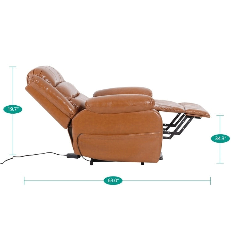 Fauteuil inclinable électrique releveur pour personnes âgées en similicuir à 3 positions avec dossier fendu réglable, coloris gris, crème, noir et caramel