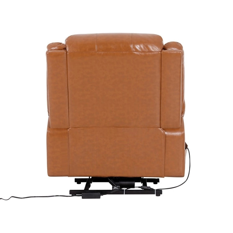 Fauteuil inclinable électrique releveur pour personnes âgées en similicuir à 3 positions avec dossier fendu réglable, coloris gris, crème, noir et caramel