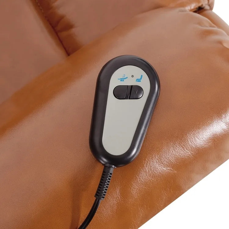 Fauteuil inclinable électrique releveur pour personnes âgées en similicuir à 3 positions avec dossier fendu réglable, coloris gris, crème, noir et caramel