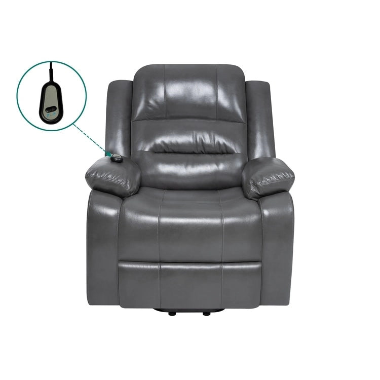 Fauteuil inclinable électrique releveur pour personnes âgées en similicuir à 3 positions avec dossier fendu réglable, coloris gris, crème, noir et caramel