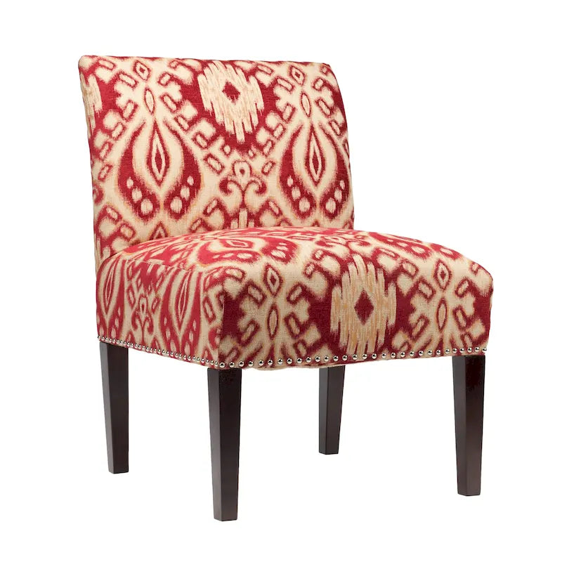 Fauteuil d'appoint Slipper, Rayonne et polyester, Clous décoratifs argentés, Dossier bas, 58 cm de large, 5 couleurs
