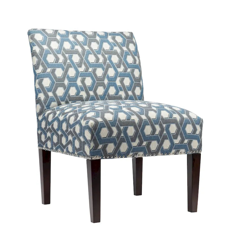 Fauteuil d'appoint Slipper, Rayonne et polyester, Clous décoratifs argentés, Dossier bas, 58 cm de large, 5 couleurs
