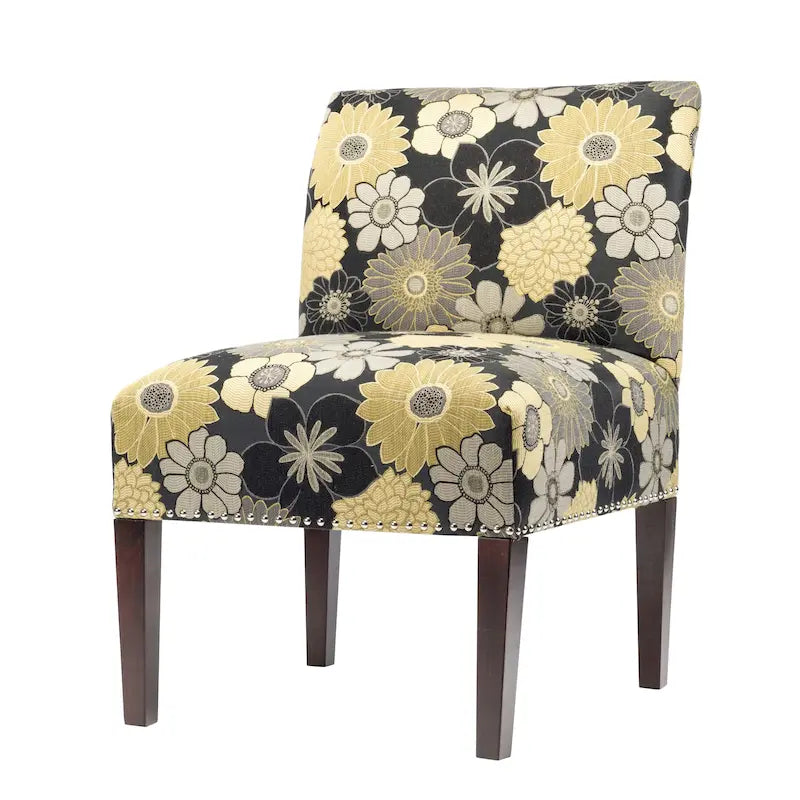Fauteuil d'appoint Slipper, Rayonne et polyester, Clous décoratifs argentés, Dossier bas, 58 cm de large, 5 couleurs