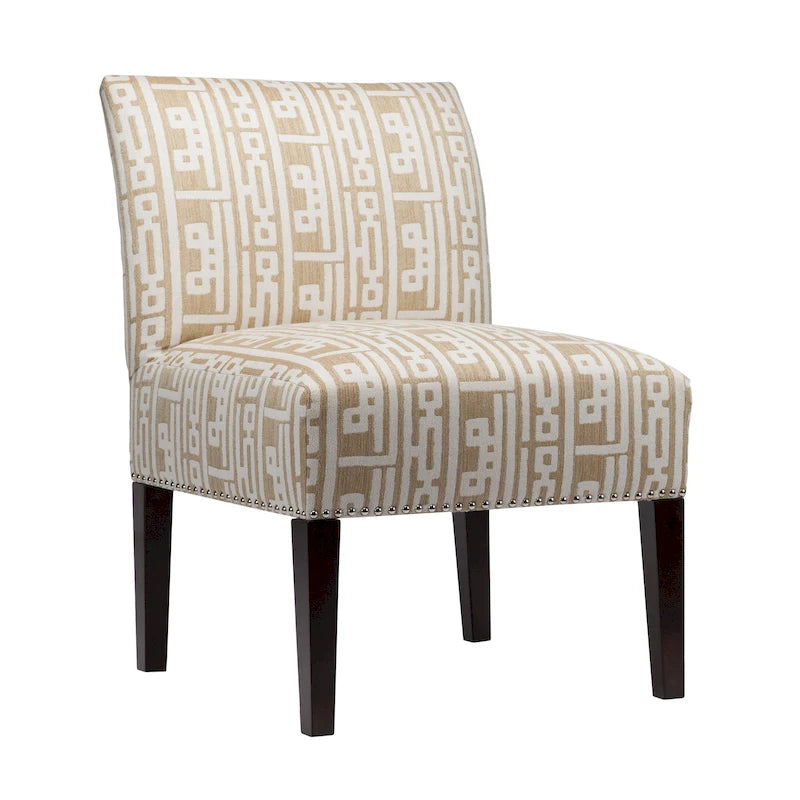 Fauteuil d'appoint Slipper, Rayonne et polyester, Clous décoratifs argentés, Dossier bas, 58 cm de large, 5 couleurs