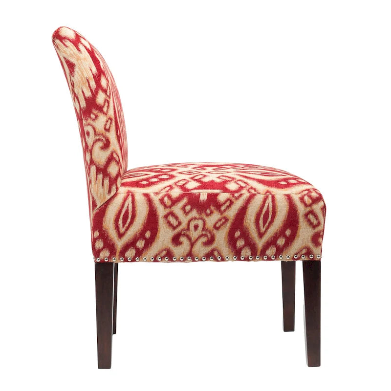 Fauteuil d'appoint Slipper, Rayonne et polyester, Clous décoratifs argentés, Dossier bas, 58 cm de large, 5 couleurs