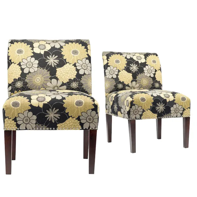 Fauteuil d'appoint Slipper, Rayonne et polyester, Clous décoratifs argentés, Dossier bas, 58 cm de large, 5 couleurs