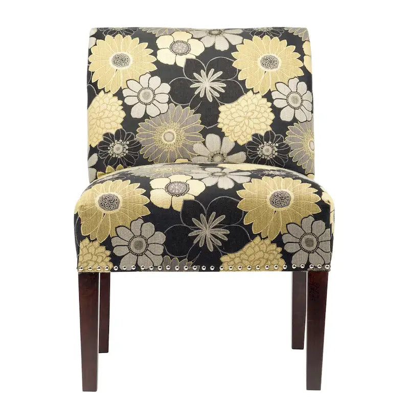 Fauteuil d'appoint Slipper, Rayonne et polyester, Clous décoratifs argentés, Dossier bas, 58 cm de large, 5 couleurs