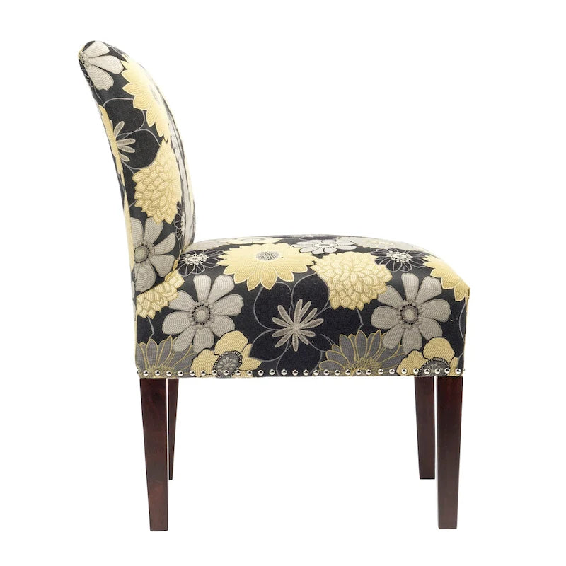 Fauteuil d'appoint Slipper, Rayonne et polyester, Clous décoratifs argentés, Dossier bas, 58 cm de large, 5 couleurs