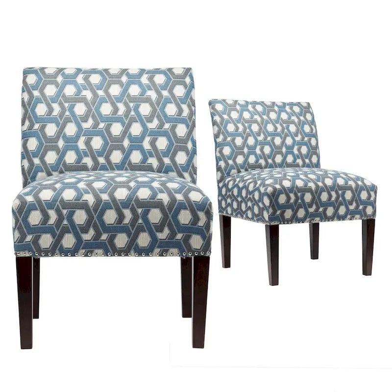 Fauteuil d'appoint Slipper, Rayonne et polyester, Clous décoratifs argentés, Dossier bas, 58 cm de large, 5 couleurs
