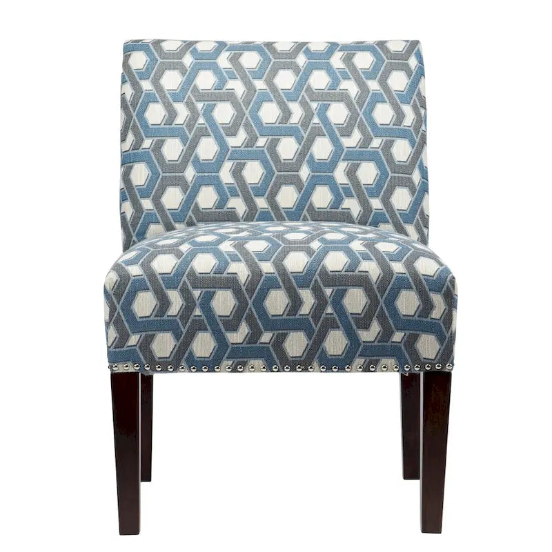 Fauteuil d'appoint Slipper, Rayonne et polyester, Clous décoratifs argentés, Dossier bas, 58 cm de large, 5 couleurs
