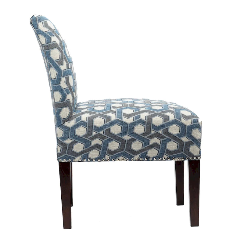 Fauteuil d'appoint Slipper, Rayonne et polyester, Clous décoratifs argentés, Dossier bas, 58 cm de large, 5 couleurs