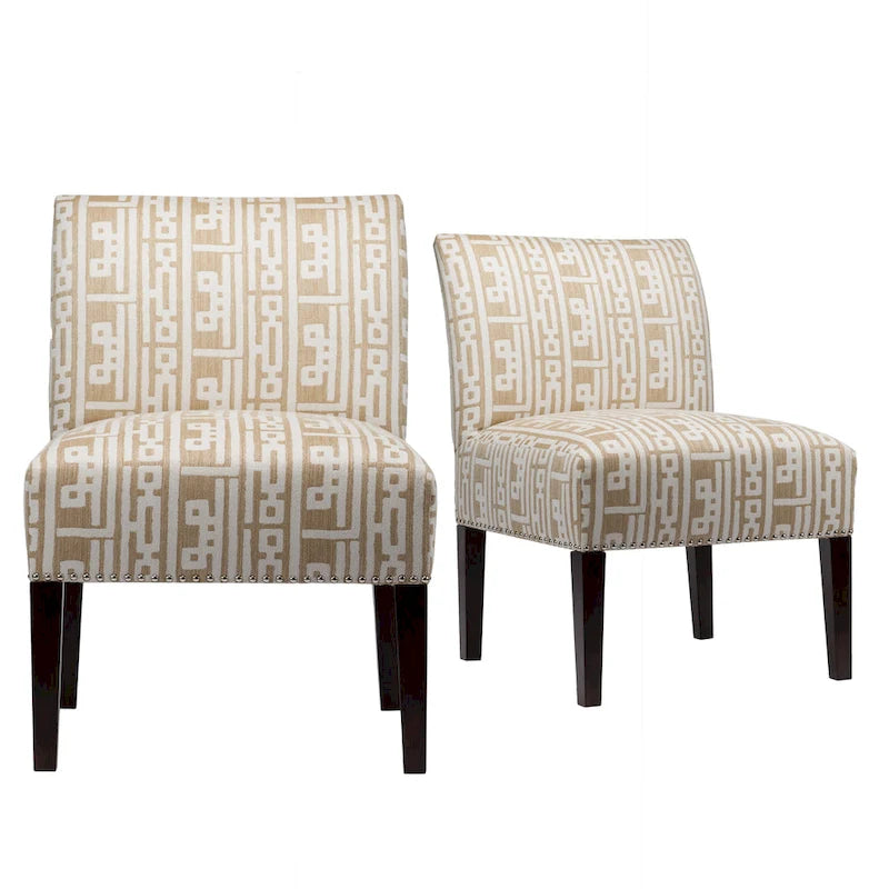 Fauteuil d'appoint Slipper, Rayonne et polyester, Clous décoratifs argentés, Dossier bas, 58 cm de large, 5 couleurs
