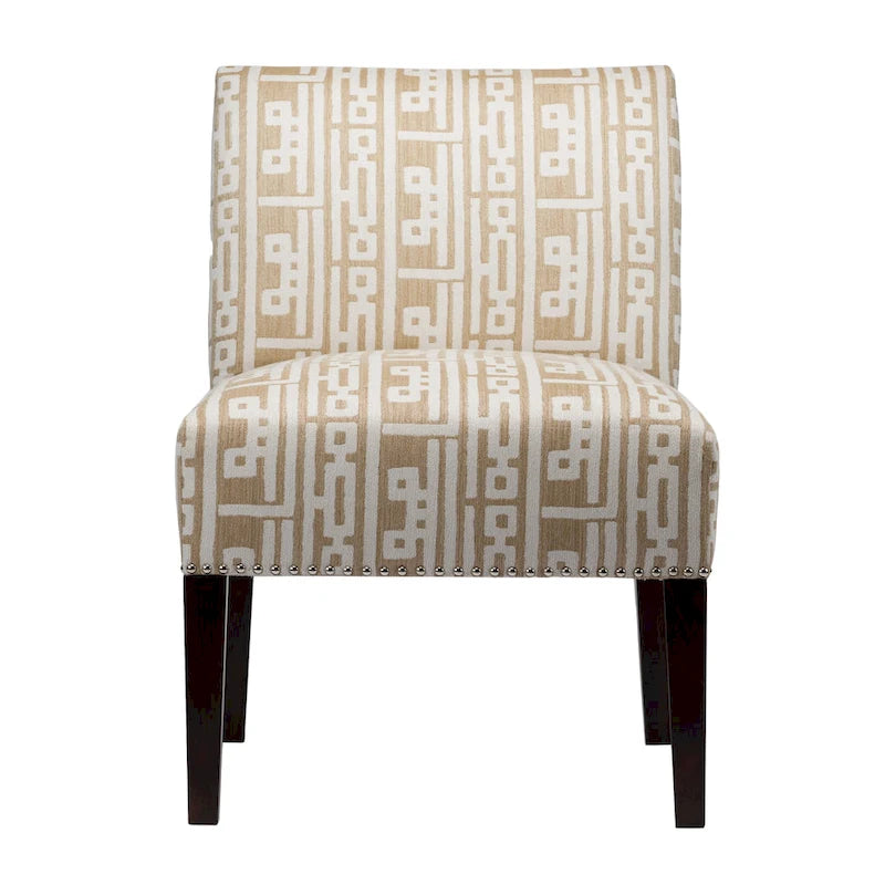Fauteuil d'appoint Slipper, Rayonne et polyester, Clous décoratifs argentés, Dossier bas, 58 cm de large, 5 couleurs