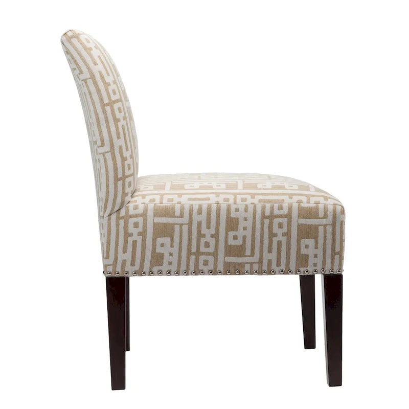 Fauteuil d'appoint Slipper, Rayonne et polyester, Clous décoratifs argentés, Dossier bas, 58 cm de large, 5 couleurs